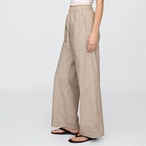 Gap Wide Leg Linen Blend Easy Pant Stripe Coastal Beach Drawstring Plus Size XXL